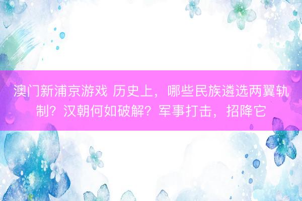 澳門新浦京游戲 歷史上，哪些民族遴選兩翼軌制？漢朝何如破解？軍事打擊，招降它